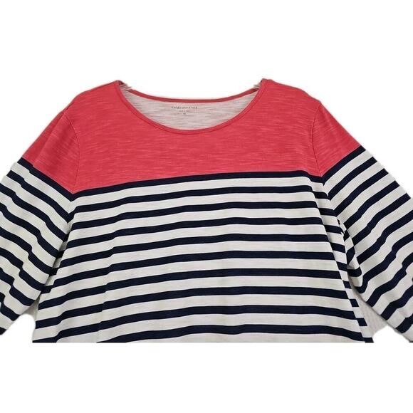 Coldwater Creek ~Woman Size XL~ Multicolor Striped 3/4 Sleeve Basic Cotton Blend - Picture 9 of 11